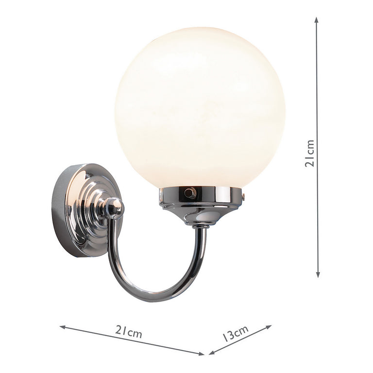 Barclay Bathroom Wall Light Polished Chrome Opal Glass IP44 - Lighting