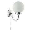 Barclay Bathroom Wall Light Polished Chrome Opal Glass IP44 with pull cord switch