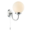 Barclay Bathroom Wall Light Polished Chrome Opal Glass IP44 picture with switched on light