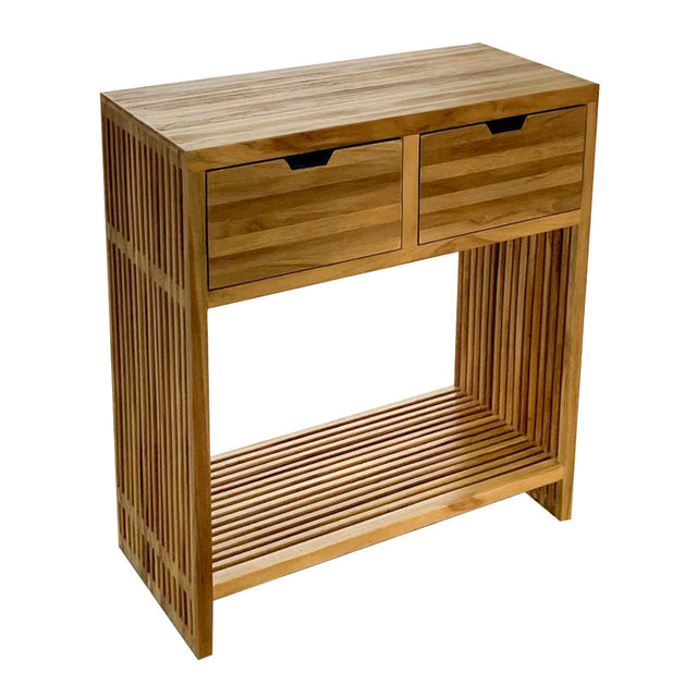Bari 2-Drawer Teak Wooden Console Table for Living Room