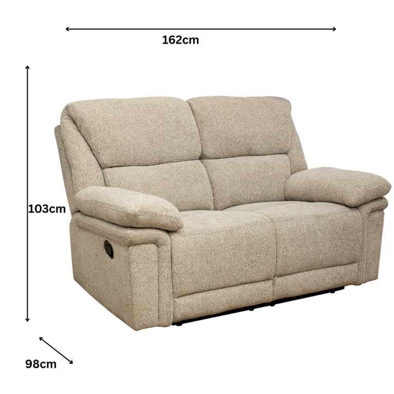 Bartex 2 Seater Recliner Sofa Natural