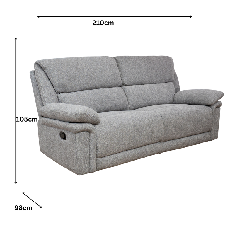 Bartex 3 Seater Recliner Sofa Grey