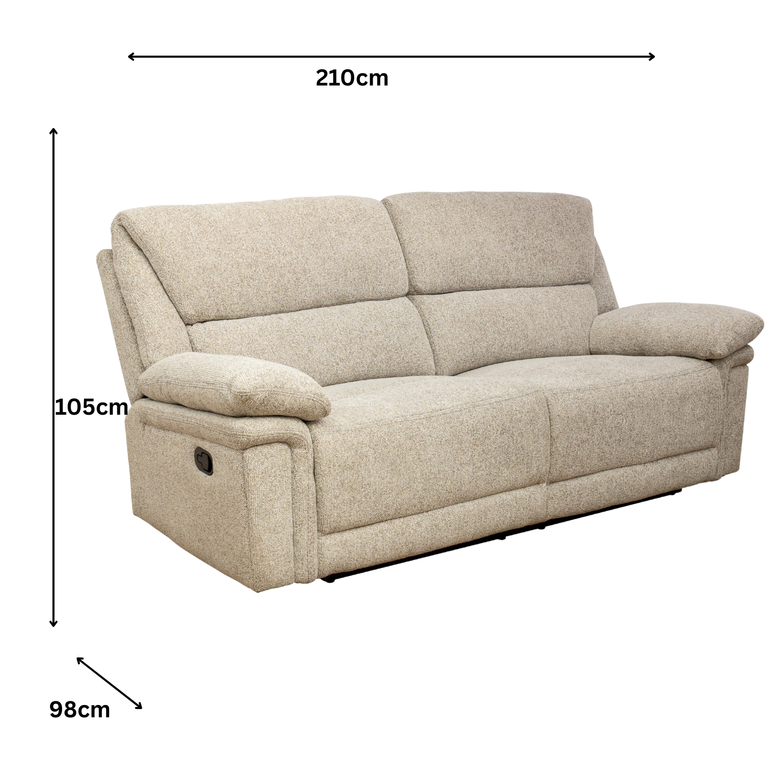 Bartex 3 Seater Recliner Sofa Natural