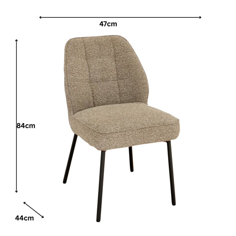 Barto Fabric Dining Chair Mocha Chenille Pair