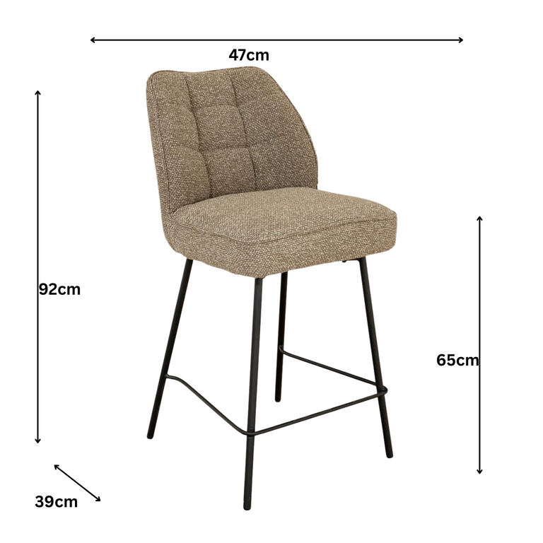Barto Fabric Dining Counter Stool Mocha Chenille Pair