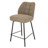 Barto Fabric Dining Counter Stool Mocha Chenille Pair with a slim metal black legs