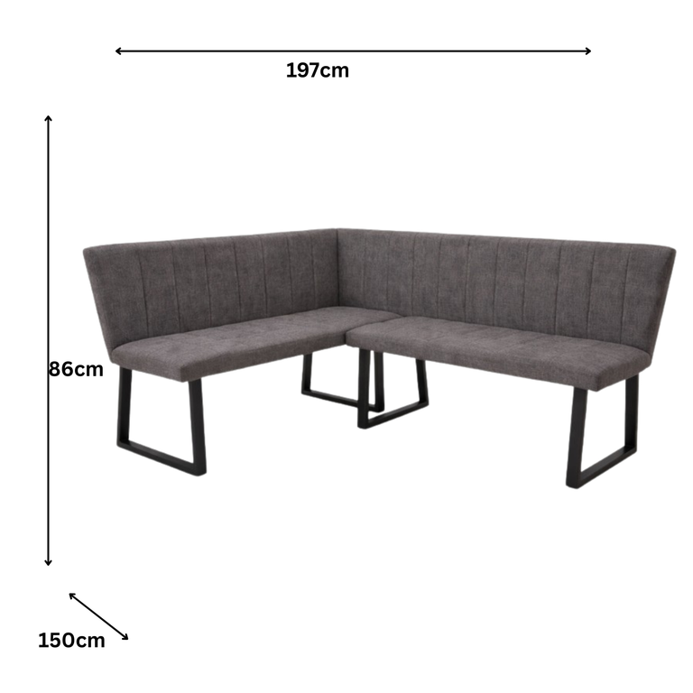 Bayron Fabric Dining Bench Charcoal