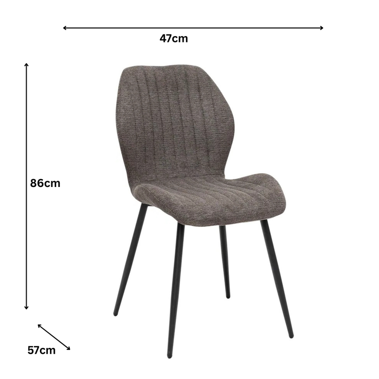Bayron Fabric Dining Chair Charcoal (Pair)