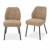 Barto Fabric Dining Chair Mocha Chenille Pair with a slim metal black legs