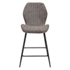 Bayron Fabric Dining Counter Stool Charcoal (Pair) with a slim metal black legs
