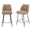 Barto Fabric Dining Counter Stool Mocha Chenille Pair padded upholstered high stools