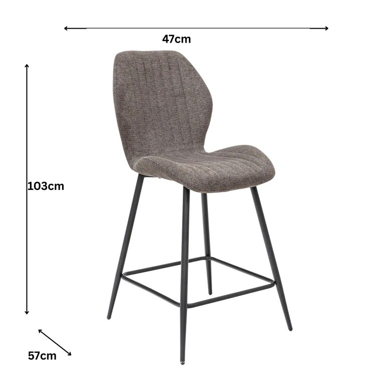 Bayron Fabric Dining Counter Stool Charcoal (Pair)