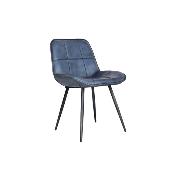 Modern blue upholstered dining chair.