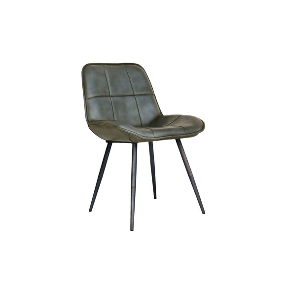 Modern grey upholstered dining chair.