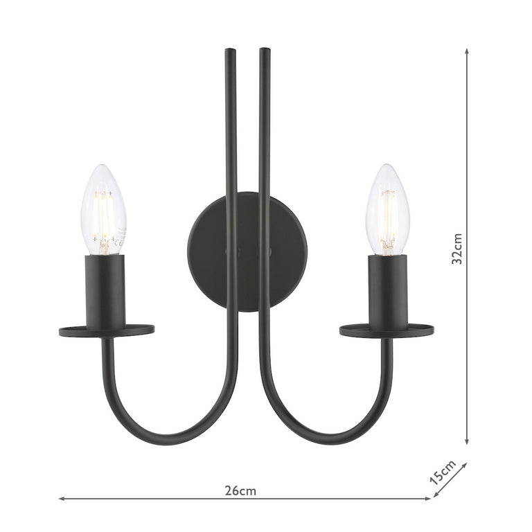 Becca 2 Light Wall Light Black - Stylish Wall Lamp & Lighting Collection
