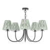 Becca 5 Light Armed Pendant Matt Black with Green Shades lit
