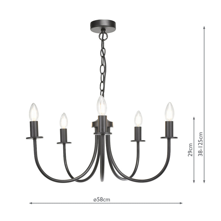 Becca 5 Light Pendant Modern Ceiling Fixture Black, Elegant Multi-Light Lighting for Contemporary Interiors