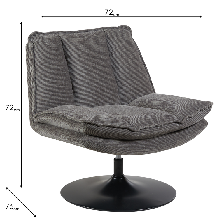 Bella Accent Chair Grey - Modern Fabric Living Room Swivel Chair