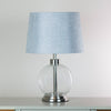 Bella Glass Lamp Silver 45cm with a linen natural shade