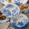 Decorative blue tea plates with historical charm