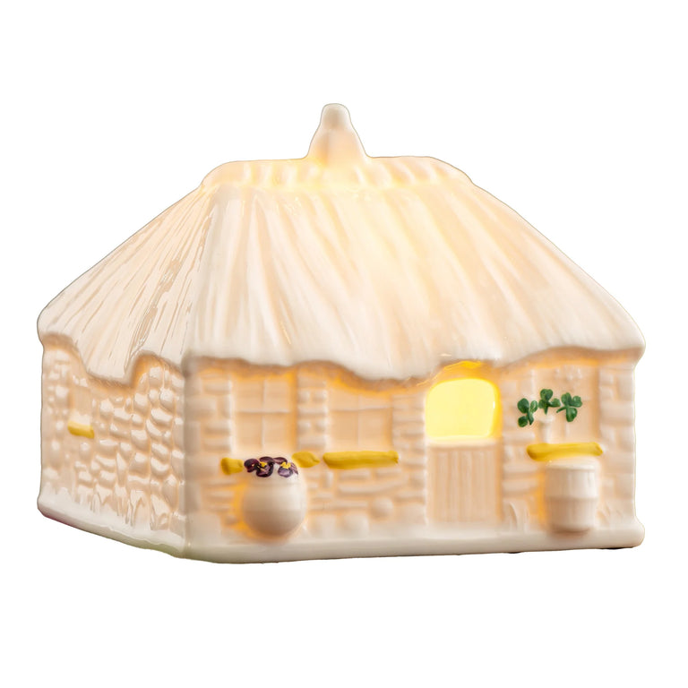 Belleek Irish LED Cottage Lamp – Handcrafted LED Home Decor Piece