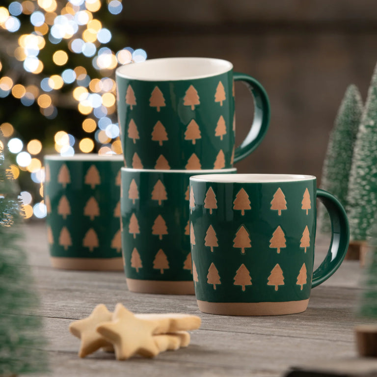 Belleek Living Christmas Tree Mugs Set of 4 – Festive Cups & Mugs