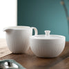 Belleek Living Erne Cream and Sugar Set on a wooden table