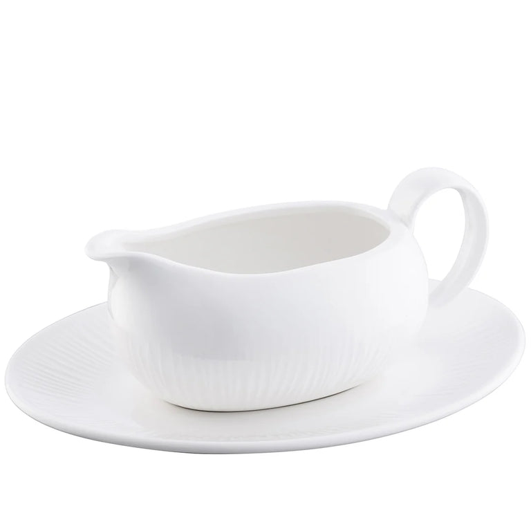 Belleek Erne Sauce Boat and Tray – Porcelain Serveware Collection