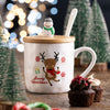Belleek Living Reindeer Lidded Mug with a festive background