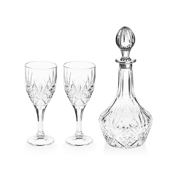 Tipperary Crystal Belvedere Wine Decanter & 2 Wine Glasses picture on the white background