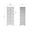 Bring charm to your space with the Bianca Tall Chest of Drawers in White.