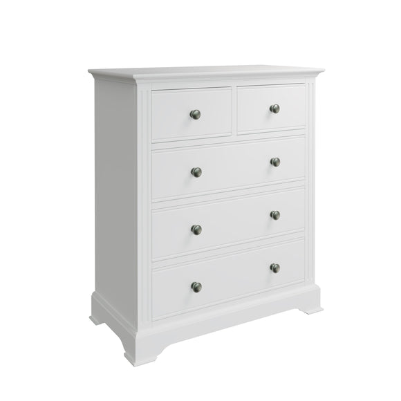 Elevate your bedroom with the modern Bianca White Chest of Drawers.