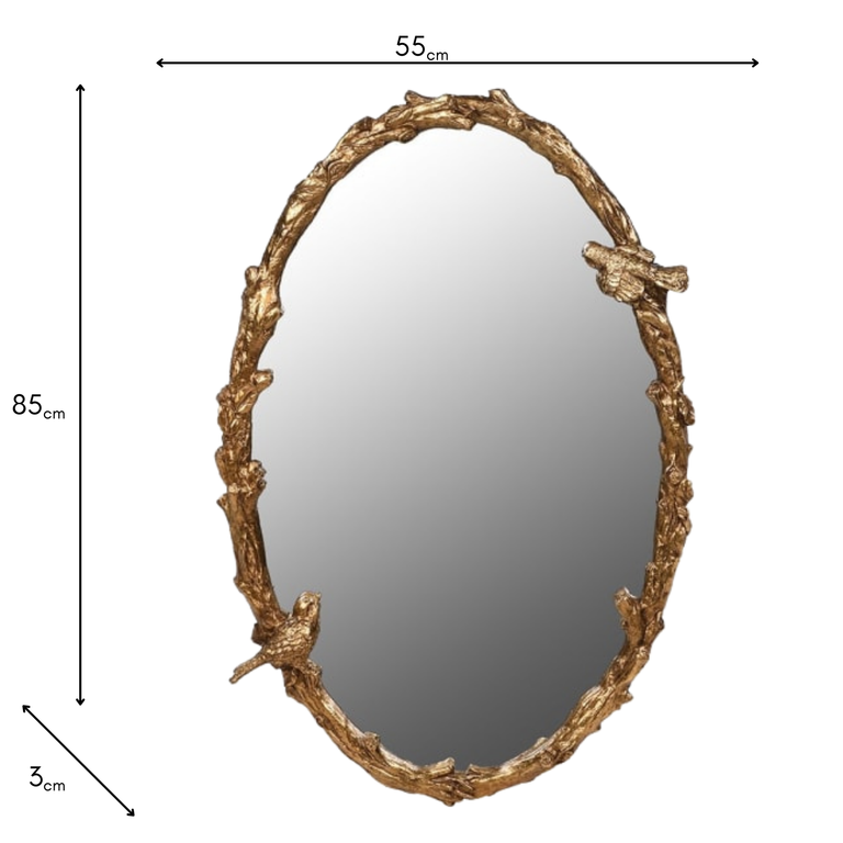 Bird Mirror Antique Gold - Elegant Wall Mirror Furniture Décor