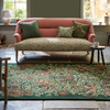 Morris & Co Bird Floral Rug Trump Green lifestyle picture in the living room