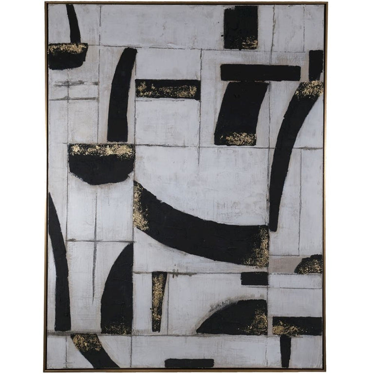 Black & Gold Framed Abstract Art