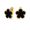 Tipperary Crystal Black Earrings Yellow Gold with stud fastening
