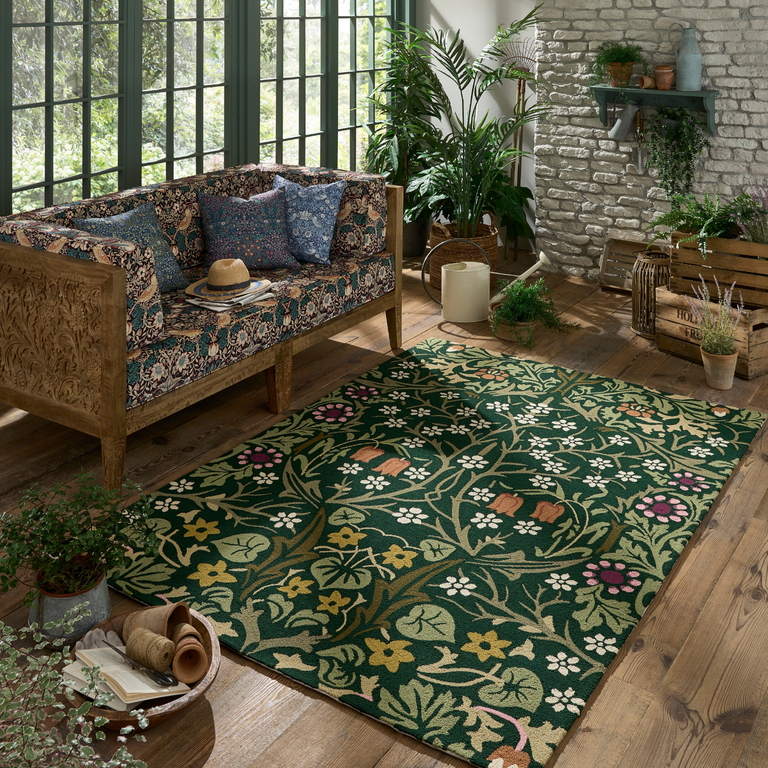 Morris & Co Blackthorn Floral Outdoor Rug Tump