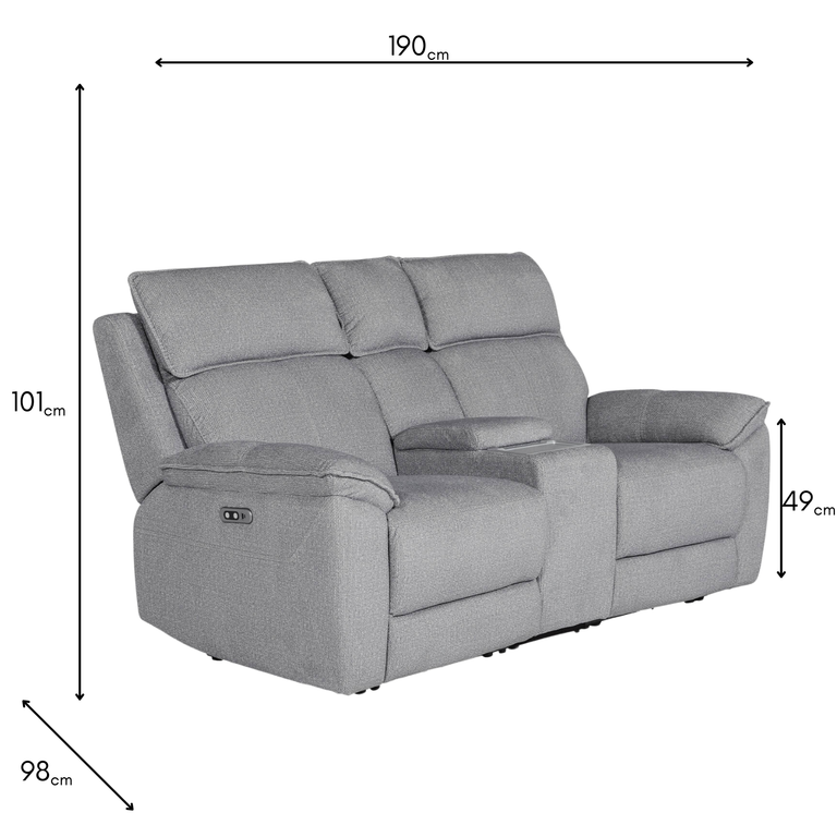 Blaine 2 Seater Sofa Recliner With Console Greige - Blaine Power Sofa