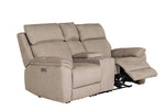 Blaine 2 Seater Sofa Recliner With Console Latte picture with reclined seat