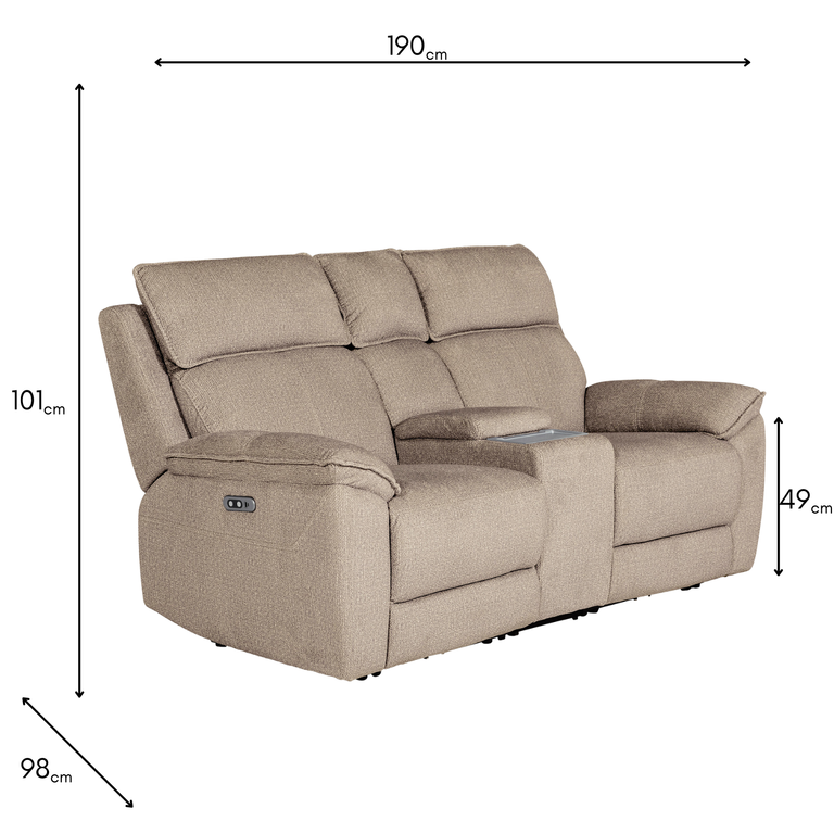 Blaine 2 Seater Sofa Recliner With Console Latte - Living Room Sofa Collection