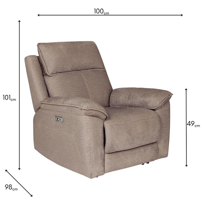 Blaine Electric Recliner Armchair Latte - Fabric Recliner Chair