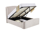 Blaire 5' Ottoman Bed Cream picture with lifted up ottaman