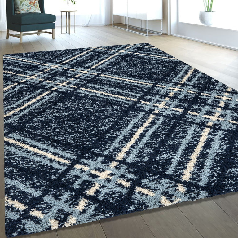 Blaze Geometric Rug 02 Navy Blue