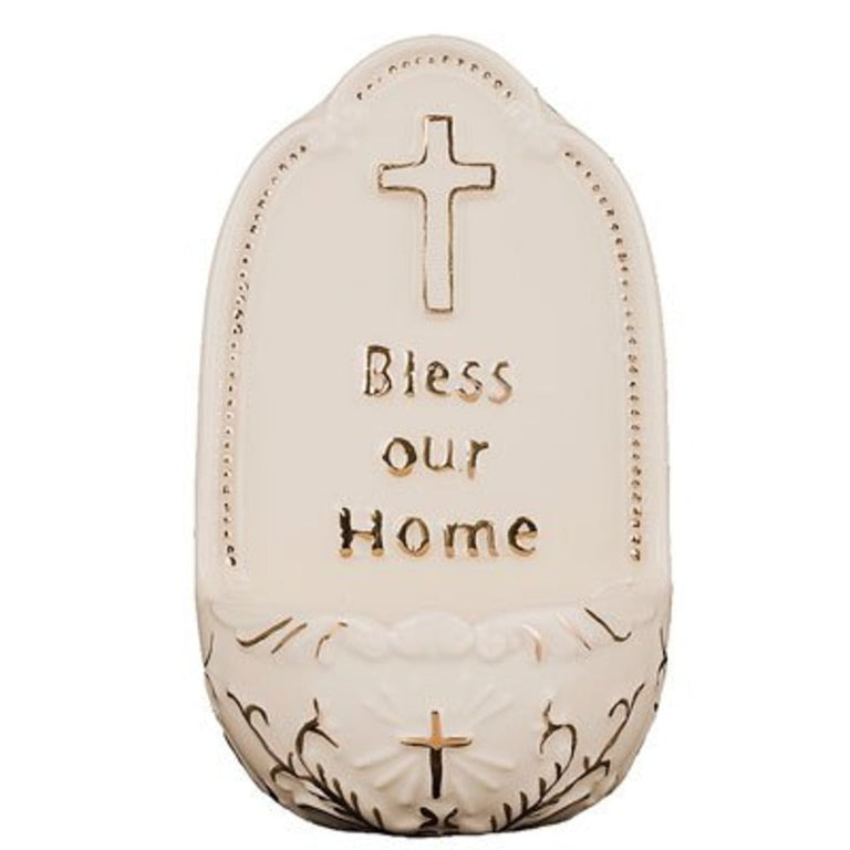 Bless Our Home Porcelain Holy Water Font