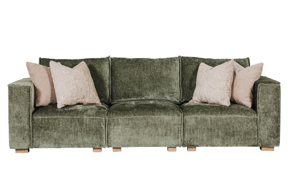 Olive 3 seater sofa couch with soft cushions
