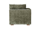 Comfortable Bodhi Modular Corner Sofa Arm LHF Olive with loose cushions
