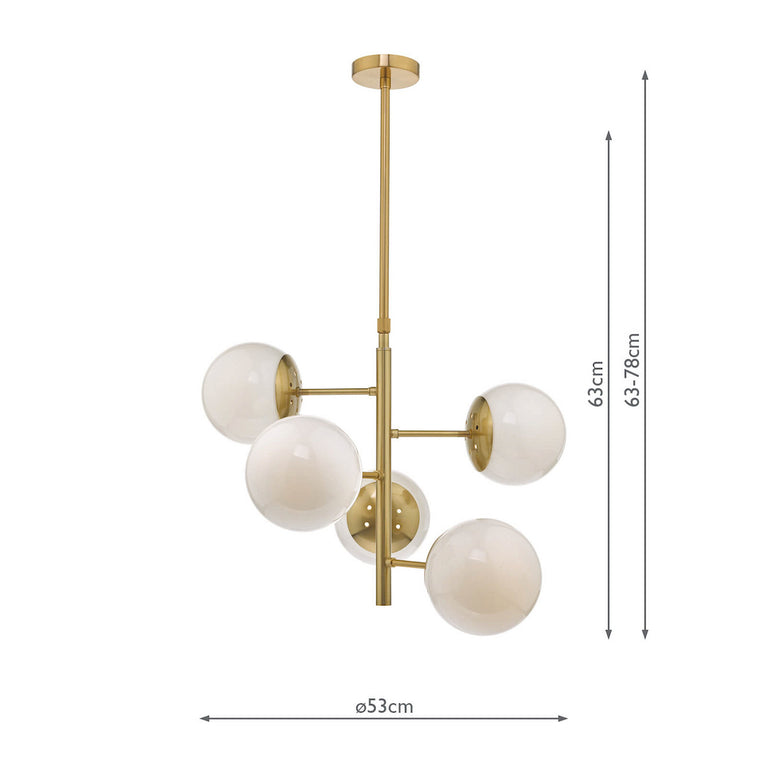 Bombazine 5 Light Pendant Natural Brass - Elegant Lighting Collection