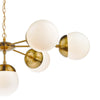 Bombazine 7 Light Pendant Natural Brass close view picture of the opal glass shades