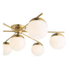 Bombazine 7 Light Semi-Flush Natural Brass close view picture of the opal glass shades