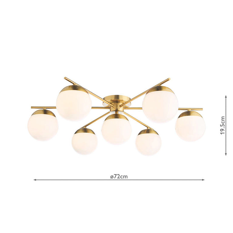 Bombazine 7 Light Semi-Flush Natural Brass - Ceiling Lighting Collection